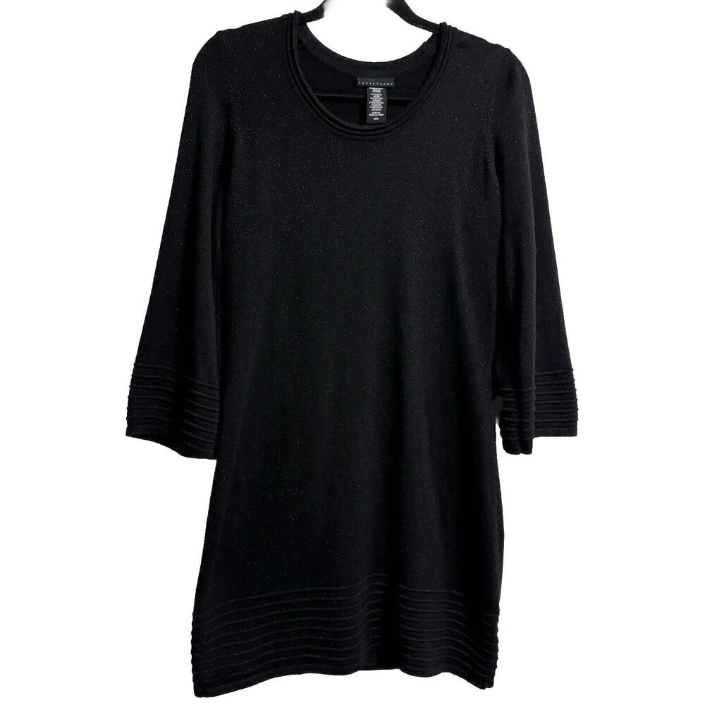 Apostrophe Black Metallic Dress 3/4 sleeve Date Night Out Formal Women’s Size M